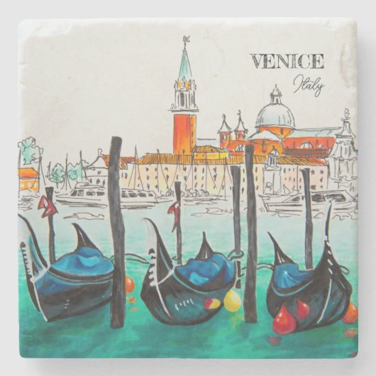 Italien Reisen - VENICE AquarellSouvenir Steinuntersetzer (Vorderseite)