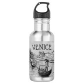 Italien Reisen - VENICE-Souvenir in Schwarz-Weiß Edelstahlflasche (Vorderseite)