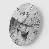 Italien Reisen - VENICE-Souvenir in Schwarz-Weiß  Große Wanduhr (Winkel)
