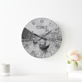 Italien Reisen - VENICE-Souvenir in Schwarz-Weiß  Große Wanduhr (Zuhause)