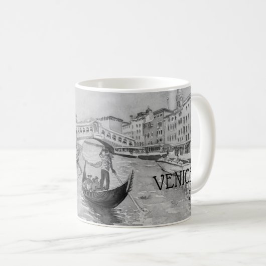 Italien Reisen - VENICE-Souvenir in Schwarz-Weiß Kaffeetasse (VorderseiteRechts)