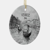 Italien Reisen - VENICE-Souvenir in Schwarz-Weiß Keramik Ornament (Rechts)