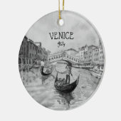Italien Reisen - VENICE-Souvenir in Schwarz-Weiß Keramik Ornament (Links)