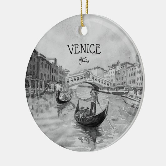 Italien Reisen - VENICE-Souvenir in Schwarz-Weiß Keramik Ornament (Links)
