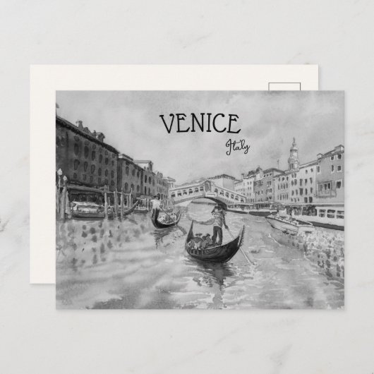 Italien Reisen - VENICE-Souvenir in Schwarz-Weiß Postkarte (Vorne/Hinten)
