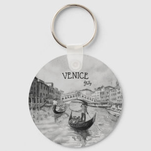 Italien Reisen - VENICE-Souvenir in Schwarz-Weiß Schlüsselanhänger