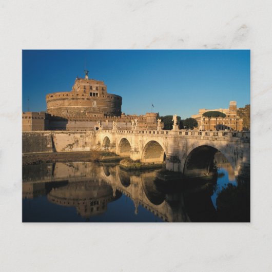 Italien, Rom, Castel Sant'Angelo und Fluss Postkarte (Vorderseite)