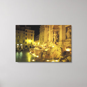 Italien, Rom. Trevi-Brunnen bei Nacht. Leinwanddruck
