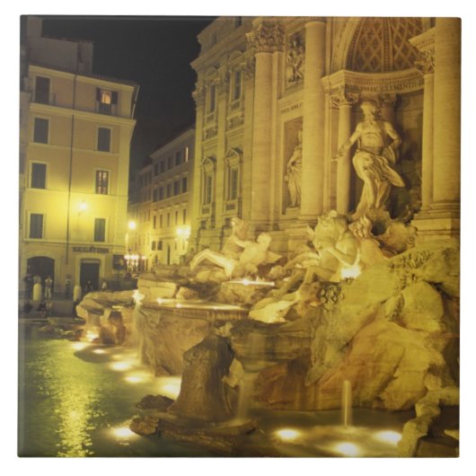 Italien, Rom. Trevi-Brunnen in der Nacht. Fliese (Vorderseite)