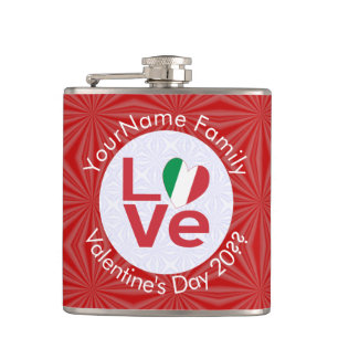 Italien Rot LOVE Flag Personalisiert Flachmann