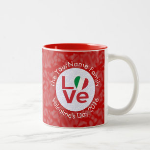 Italien Rot LOVE Flag Personalisiert Zweifarbige Tasse