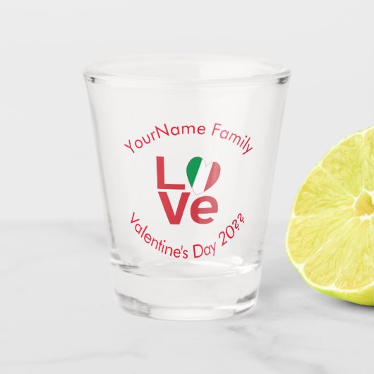 Italien - Rote LIEBE Personalisiert Schnapsglas (Vorderseite)