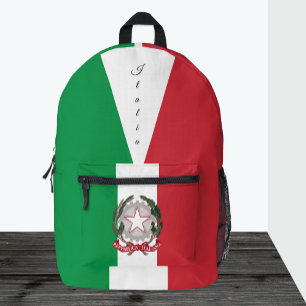 Italien, roter/grüner Rucksack, italienische Flagg Bedruckter Rucksack