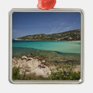 Italien, Sardinien, Baja Sardinien. Resort Strand. Silbernes Ornament