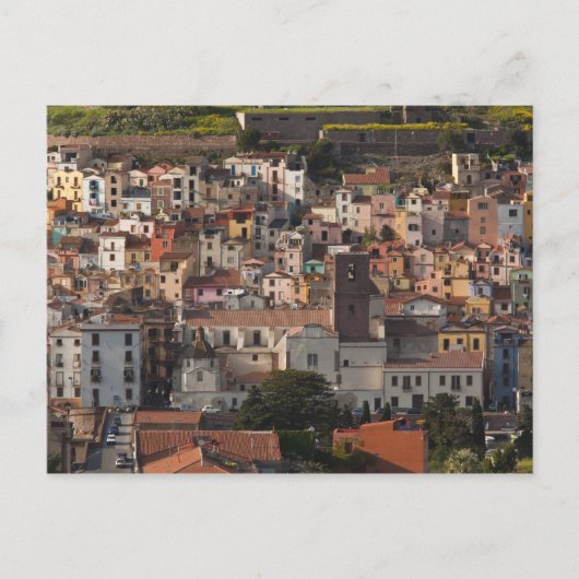 Italien, Sardinien, Bosa. Stadtblick mit Castello Postkarte (Vorderseite)