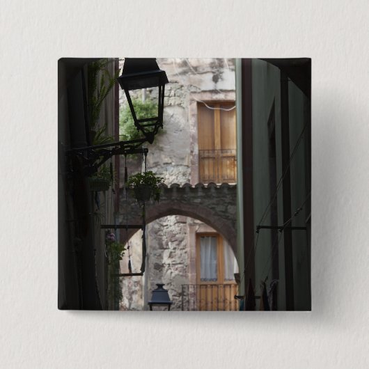 Italien, Sardinien, Bosa. Straßendetails Button (Vorderseite)