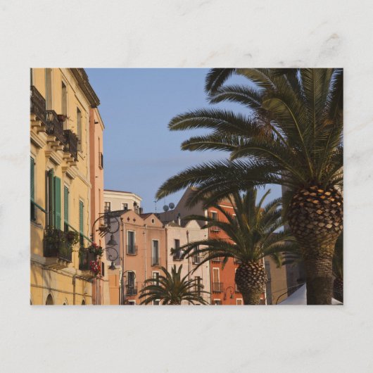 Italien, Sardinien, Cagliari. Gebäude und Palmen Postkarte (Vorderseite)