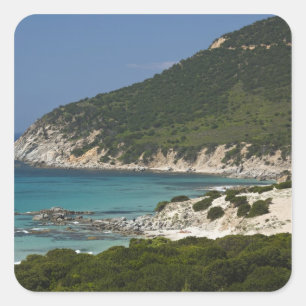 Italien, Sardinien, Solanas. Strand. Quadratischer Aufkleber