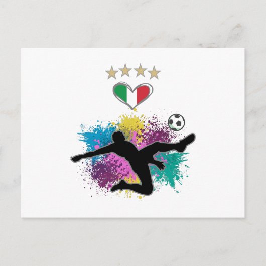 Italien Shirt-Flag-Splash für Fußball Postkarte (Vorderseite)