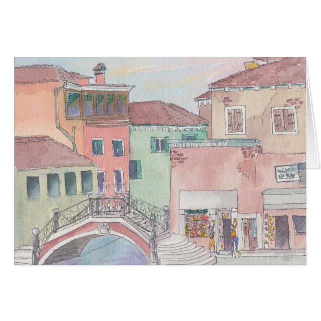 "Italien/Shopping" Wasserfarben-Sketch-Grußkarte (Vorderseite (Horizontal))