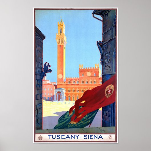 Italien Siena Vintage Reiseplaner restauriert Poster (Vorne)