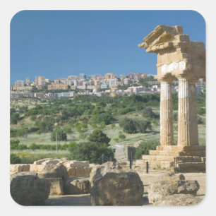 Italien, Sizilien, Agrigent, La Valle dei Templi, Quadratischer Aufkleber