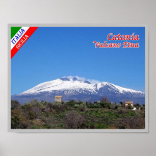 Italien - Sizilien - Catania - Ätna mit Schnee - Poster