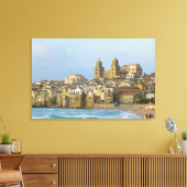 Italien, Sizilien, Cefalu, Aussicht mit Duomo von  Leinwanddruck (Insitu (Wohnzimmer))
