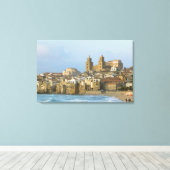 Italien, Sizilien, Cefalu, Aussicht mit Duomo von  Leinwanddruck (Insitu (Holzboden))