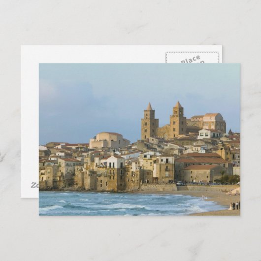 Italien, Sizilien, Cefalu, Aussicht mit Duomo von Postkarte (Vorne/Hinten)