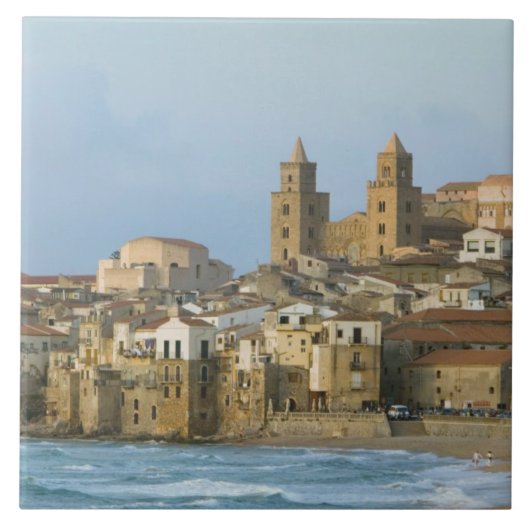 Italien, Sizilien, Cefalu, View with Duomo ab 2 Fliese (Vorderseite)