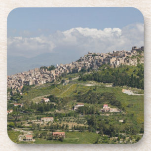 Italien, Sizilien, Enna, Calascibetta, Morgenansic Getränkeuntersetzer