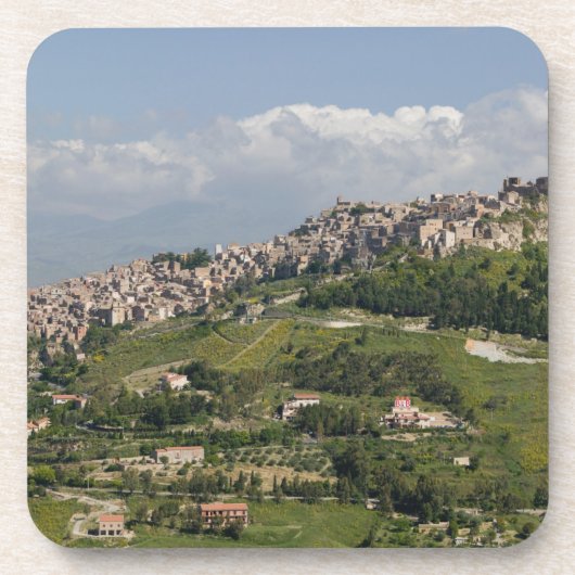 Italien, Sizilien, Enna, Calascibetta, Morning Vie Getränkeuntersetzer (Vorderseite)