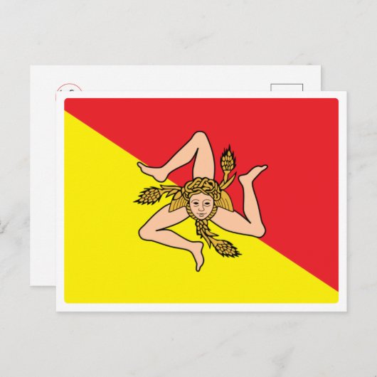 Italien - Sizilien - Flagge Sizilien - Postkarte (Vorne/Hinten)