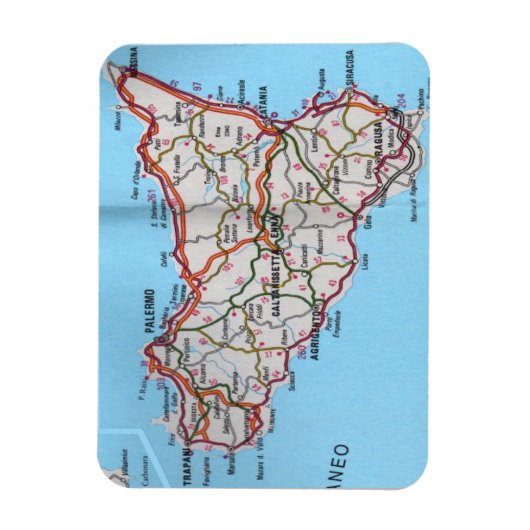 Italien - Sizilien - Karte Sizilien - Magnet (Vertikal)