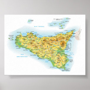Italien - Sizilien - Karte Sizilien - Poster