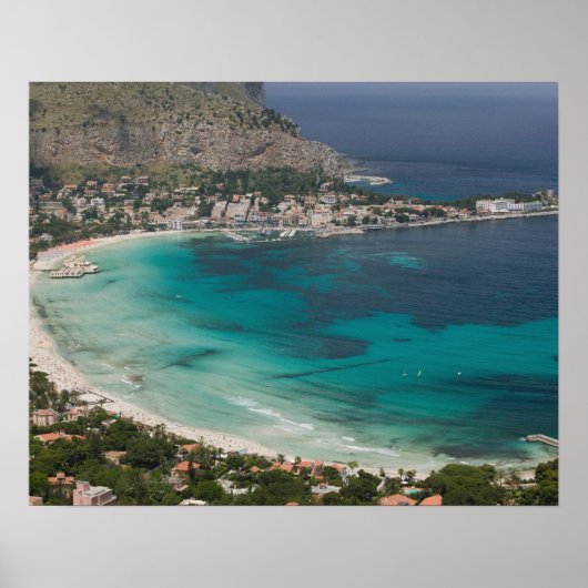 Italien, Sizilien, Mondello, Aussicht vom Strand Poster (Vorne)