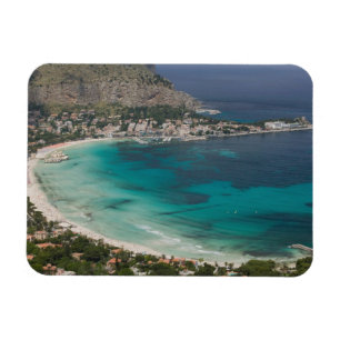 Italien, Sizilien, Mondello, Sicht auf den Strand  Magnet
