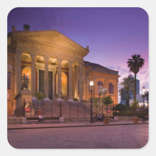 Italien, Sizilien, Palermo, Teatro Massimo Opernth Quadratischer Aufkleber