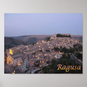 Italien - Sizilien - Ragusa - Nachtblick - Poster