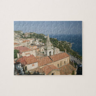 ITALIEN, Sizilien, TAORMINA: Aussicht auf Piazza I Puzzle