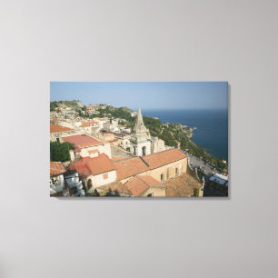 ITALIEN, Sizilien, TAORMINA: Blick auf die Piazza Leinwanddruck