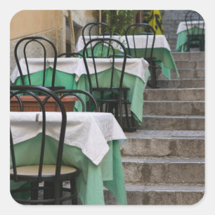 ITALIEN, Sizilien, TAORMINA: Corso Umberto 1, Café Quadratischer Aufkleber