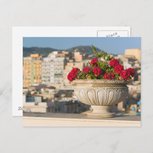 Italien, Sizilien, Termini Imerese, View & Blume Postkarte (Vorne/Hinten)