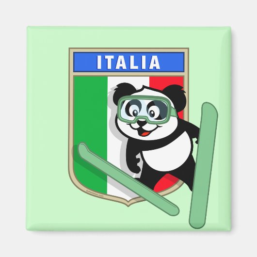 Italien Ski-Sprung Panda Magnet (Vorne)