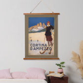 Italien Skifahren Vintage Reise Wandteppich Mit Holzrahmen (Schlafzimmer)