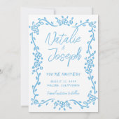 Italien Sky Blue Hand Schriftliche mediterrane Hoc Save The Date (Rückseite)