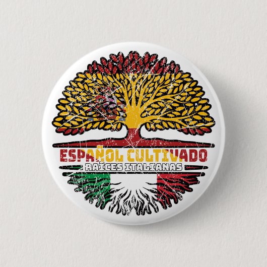 Italien - Spanien - Roots-Flagge Button (Vorderseite)