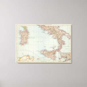 Italien sudliche Halfte, Karte von Süditalien Leinwanddruck