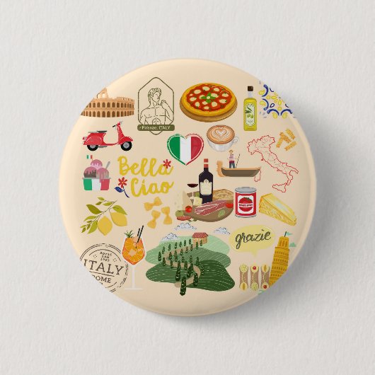 Italien-Symbole Button (Vorderseite)